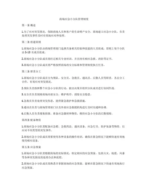 商场应急小分队管理制度