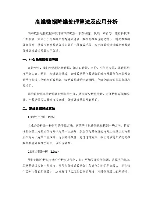 高维数据降维处理算法及应用分析