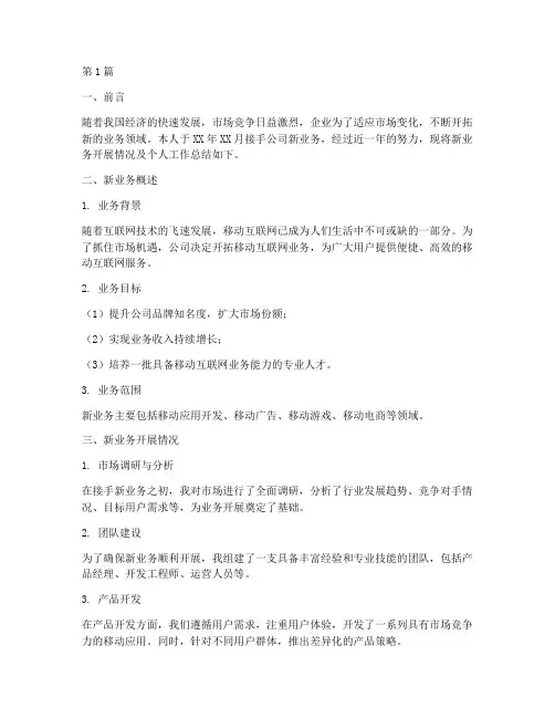 接手新业务总结报告范文(3篇)