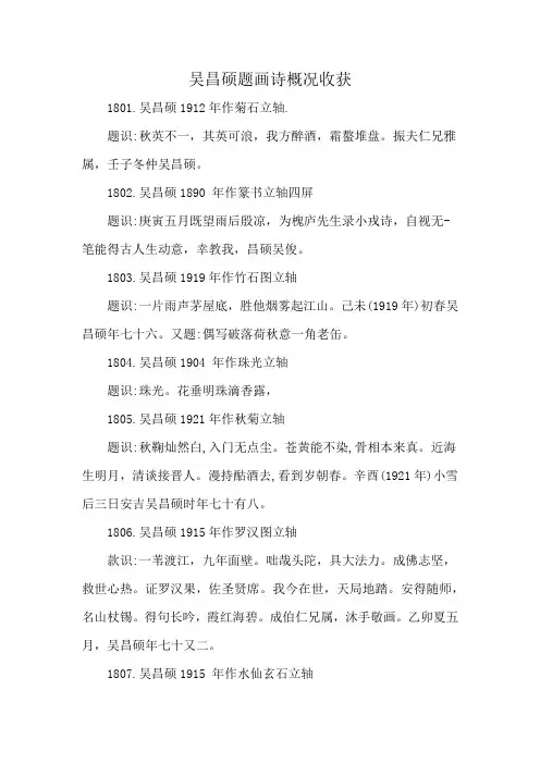 吴昌硕题画诗概况收获