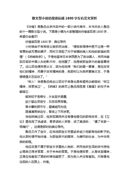 散文型小说彷徨读后感1800字左右范文赏析