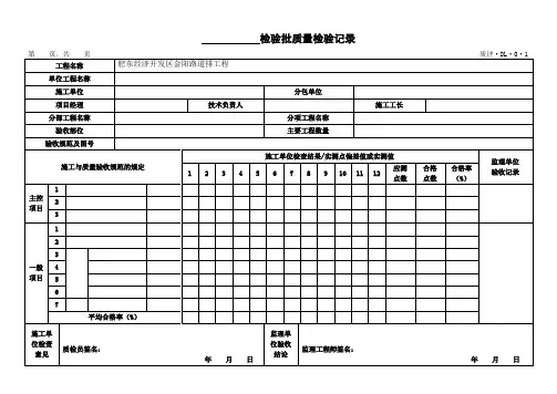市政道路工程CJJ检验批表格