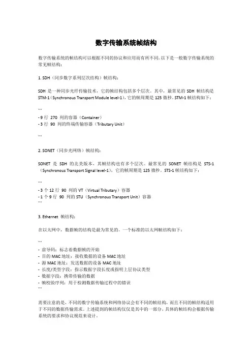 数字传输系统帧结构