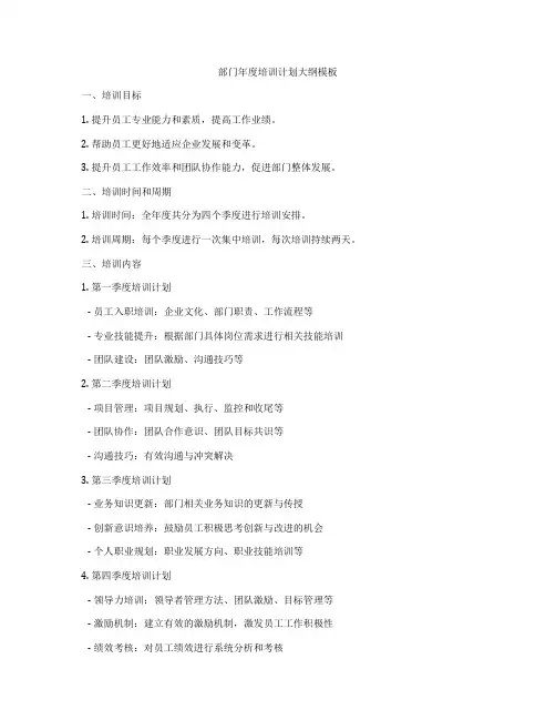部门年度培训计划大纲模板