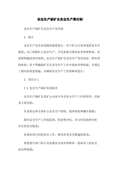 安全生产副矿长安全生产责任制