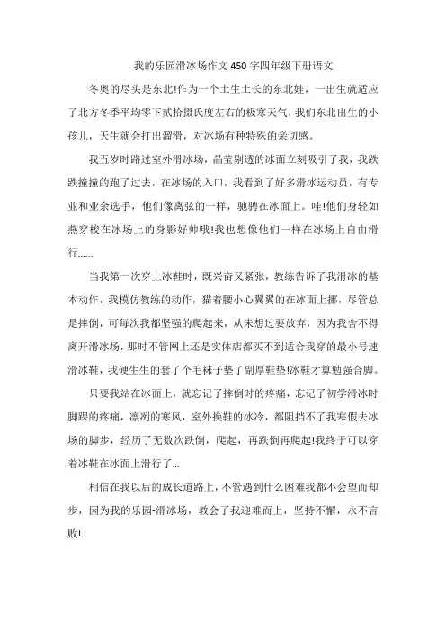 我的乐园滑冰场作文450字四年级下册语文
