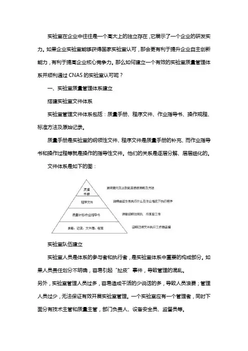 如何建立实验室质量管理体系并CANS认证通过