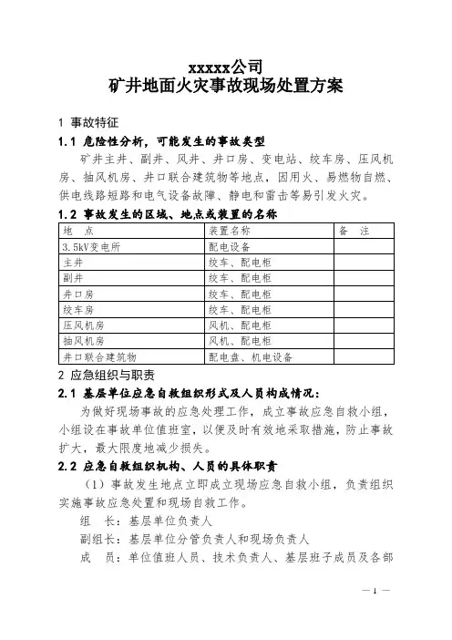 地面火灾事故现场处置方案