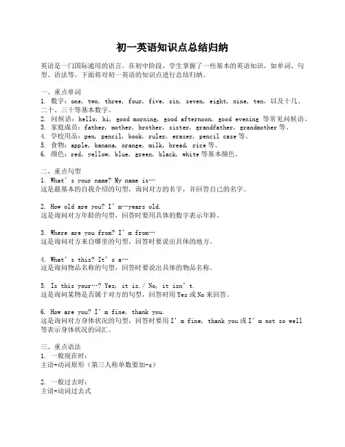 初一英语知识点总结归纳