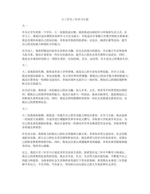 大三学生三年学习计划