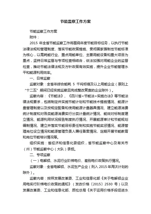 节能监察工作方案
