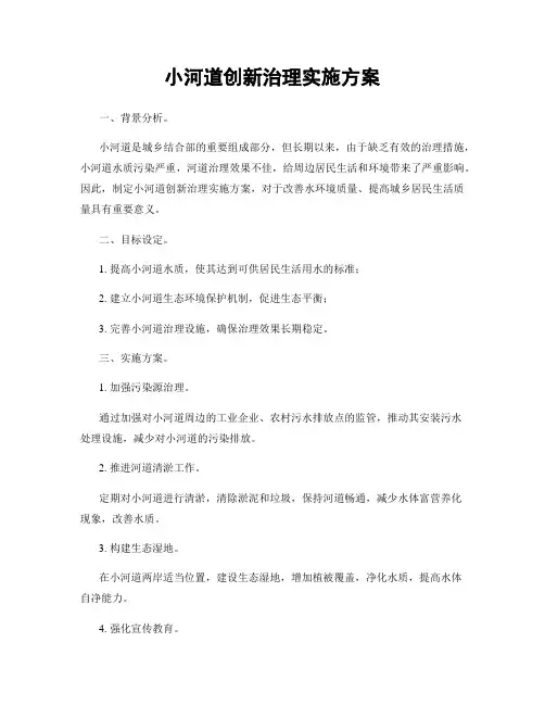 小河道创新治理实施方案