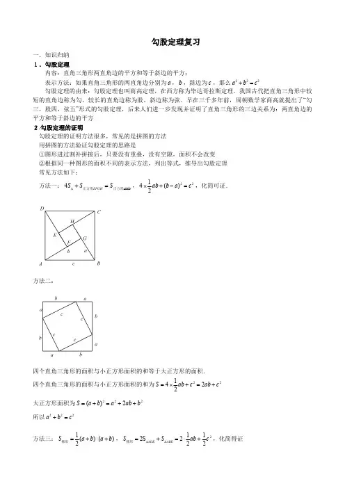 初中数学58种模型之31、勾股定理知识点与常见题型总结