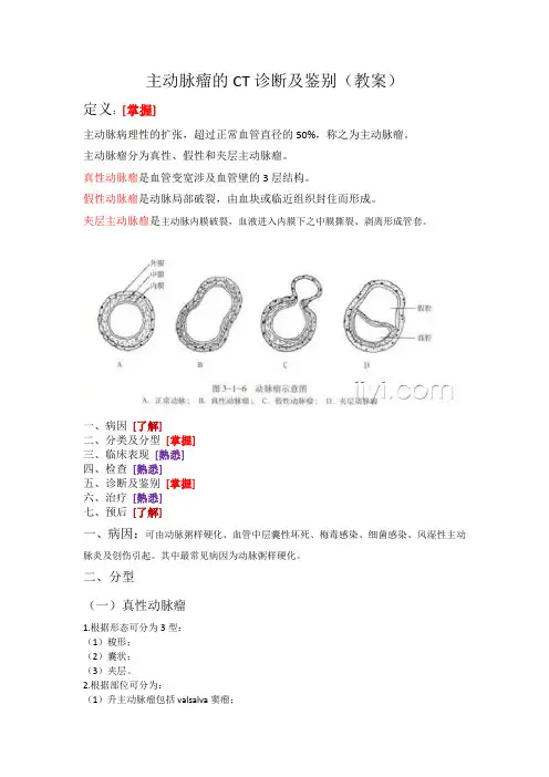 动脉瘤的影像诊断 -教案