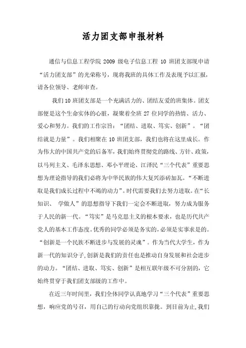 活力团支部申报材料