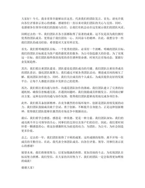 评委优秀团队发言稿范文