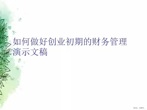 如何做好创业初期的财务管理演示文稿
