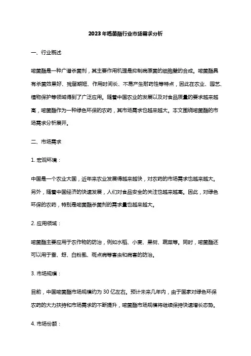 2023年嘧菌酯行业市场需求分析