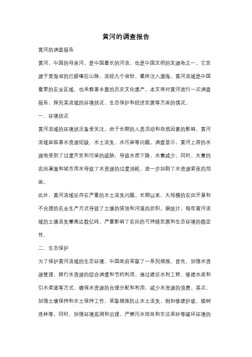 黄河的调查报告