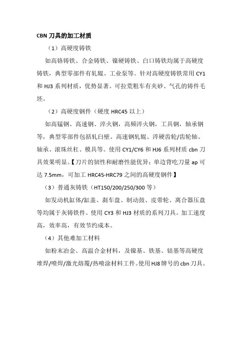 cbn加工材质及牌号选择