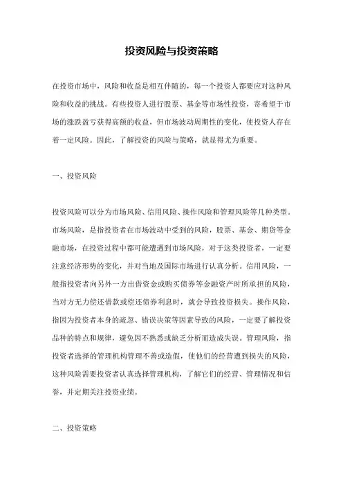 投资风险与投资策略