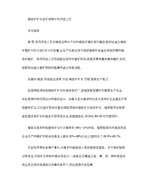 磁铁矿矿石选矿流程中的浮选工艺