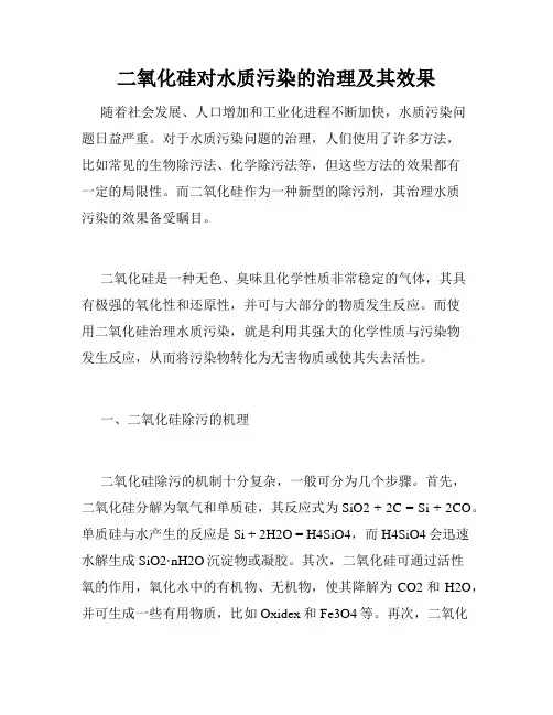 二氧化硅对水质污染的治理及其效果