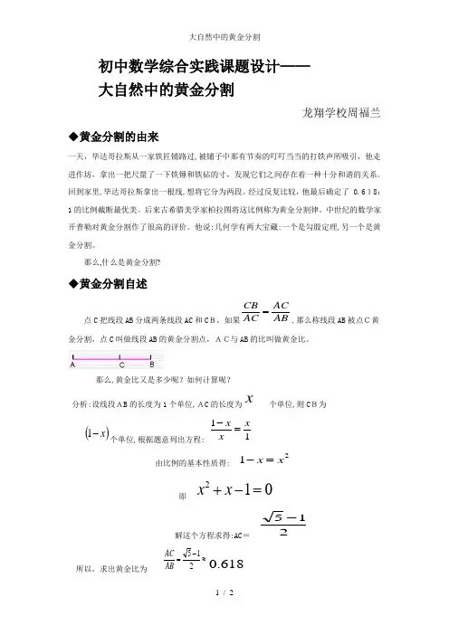 大自然中的黄金分割
