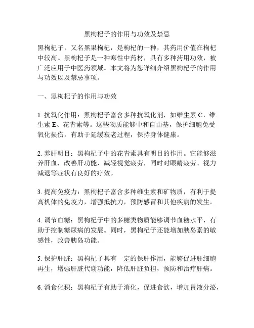 黑枸杞子的作用与功效及禁忌