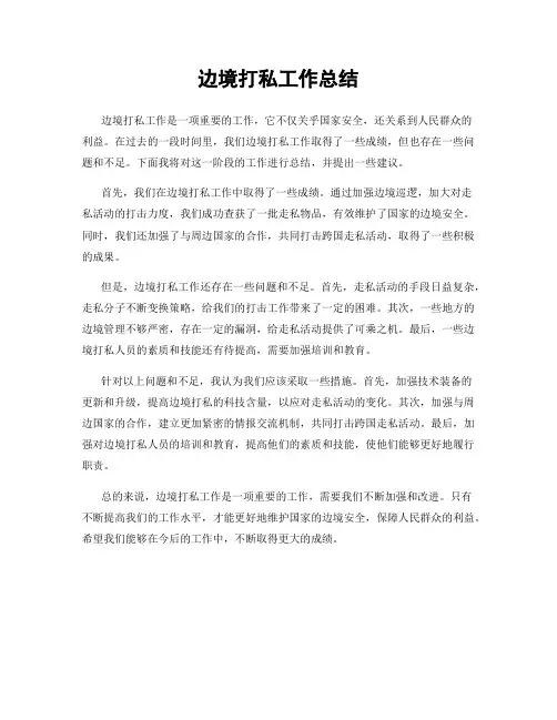 边境打私工作总结