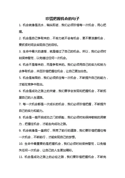 珍惜把握机会的句子