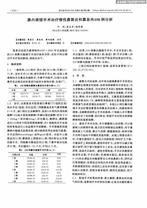 鼻内窥镜手术治疗慢性鼻窦炎和鼻息肉150例分析
