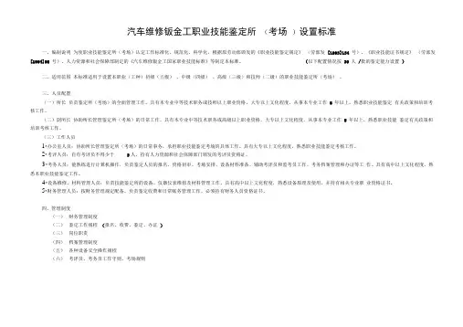 汽车维修钣金工职业技能鉴定所(考场)设置标准