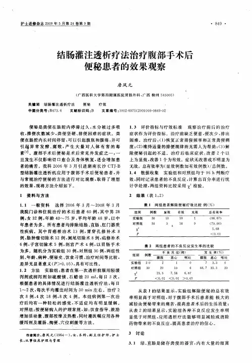 结肠灌注透析疗法治疗腹部手术后便秘患者的效果观察