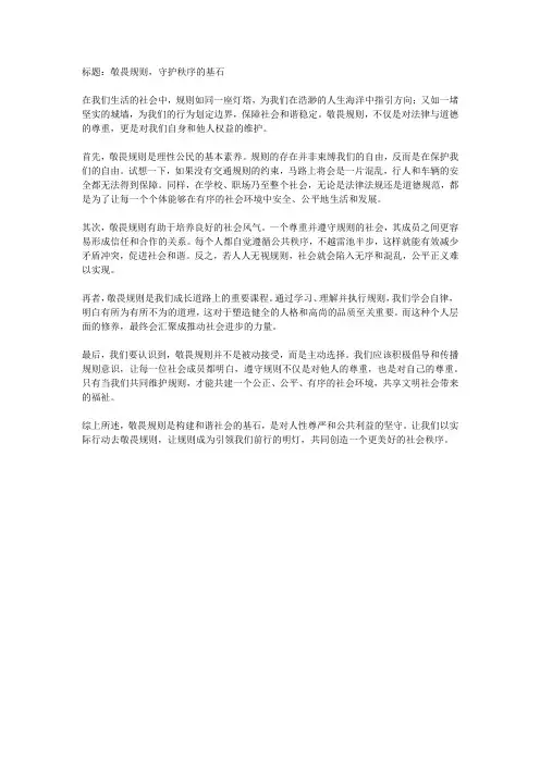 敬畏规则作文800字 
