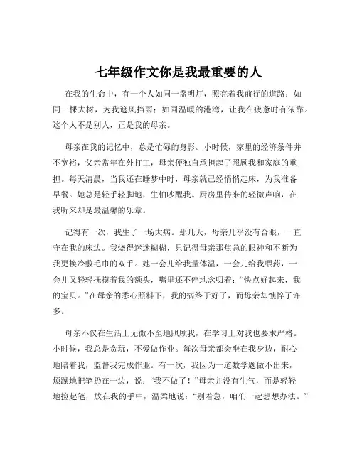 七年级作文你是我最重要的人