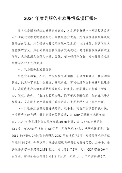 2024年度县服务业发展情况调研报告