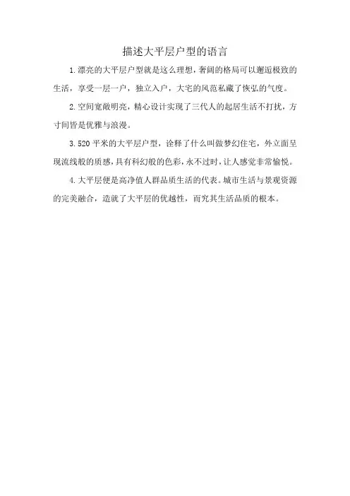 描述大平层户型的语言