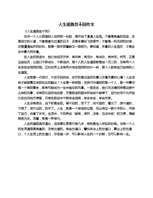人生道路各不同作文