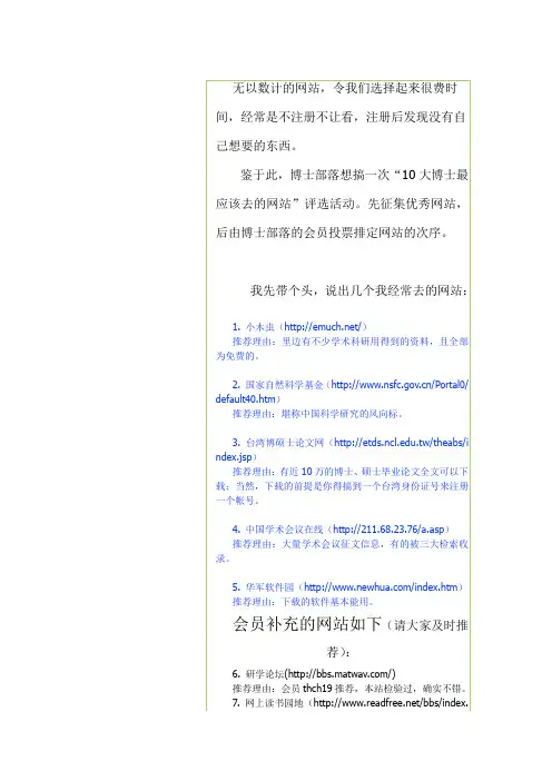 博士最应该去的网站