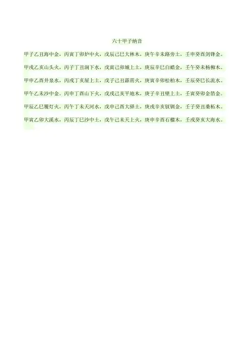 六十甲子纳音