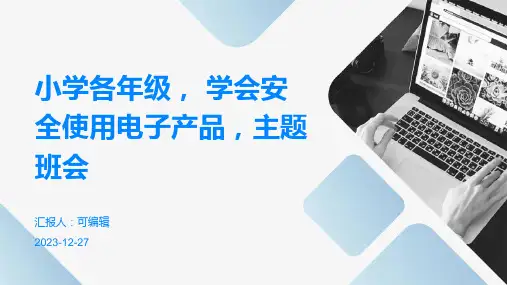 小学各年级, 学会安全使用电子产品,主题班会ppt