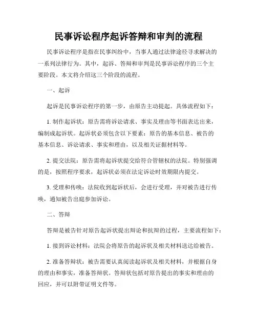 民事诉讼程序起诉答辩和审判的流程