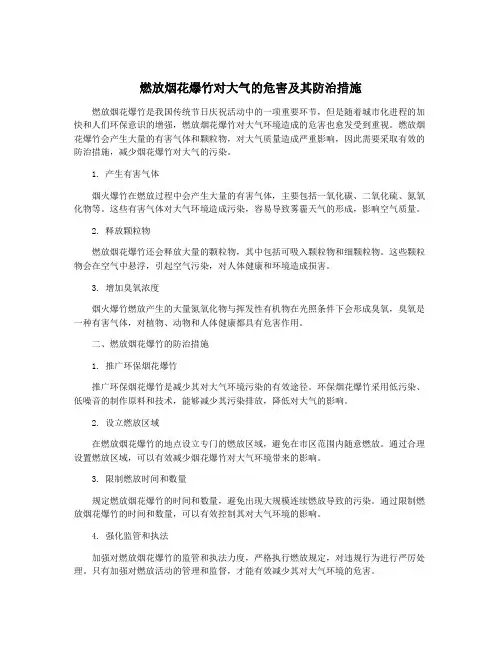 燃放烟花爆竹对大气的危害及其防治措施