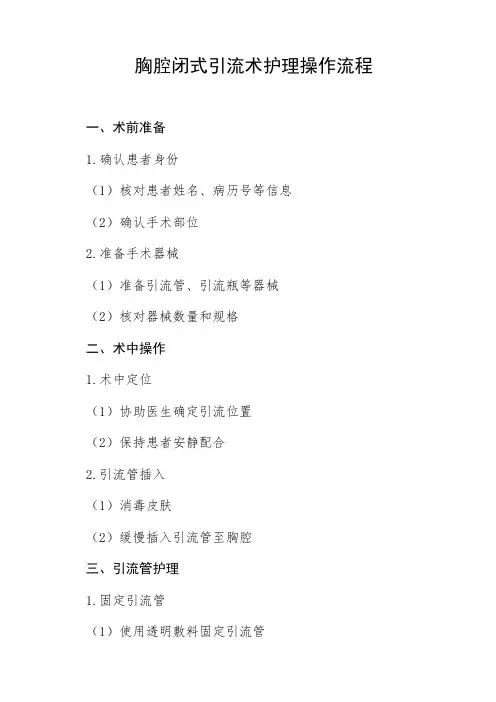 胸腔闭式引流术护理操作流程