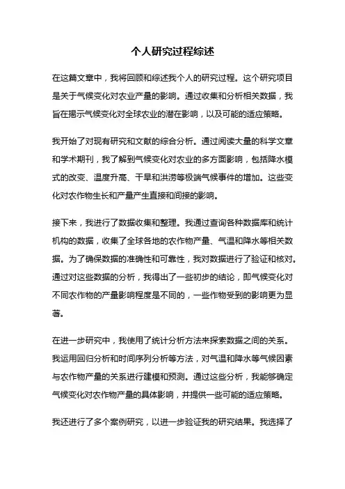 个人研究过程综述