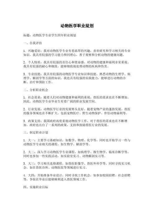 动物医学职业规划
