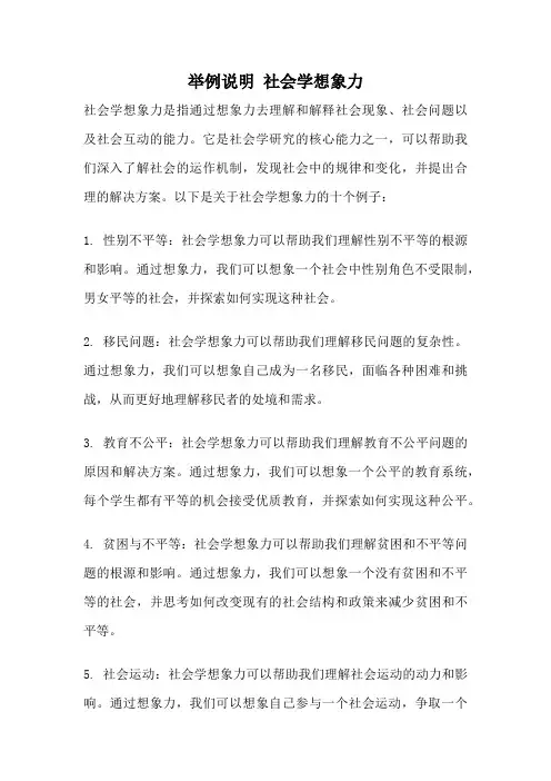 举例说明 社会学想象力