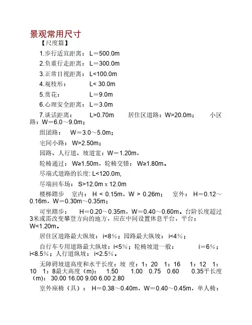 景观常用尺寸