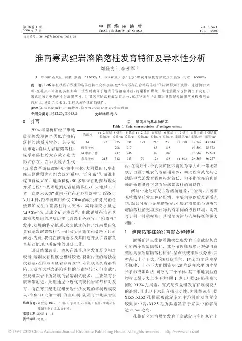 淮南寒武纪岩溶陷落柱发育特征及导水性分析